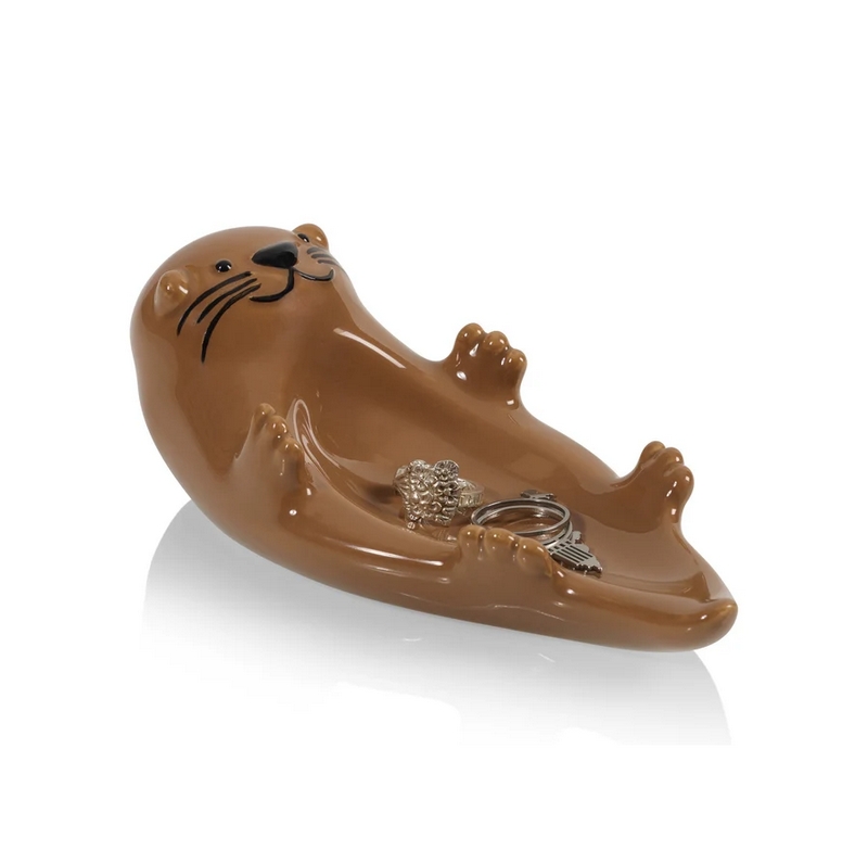 Portagioie o svuotatasche a forma di lontra in ceramica